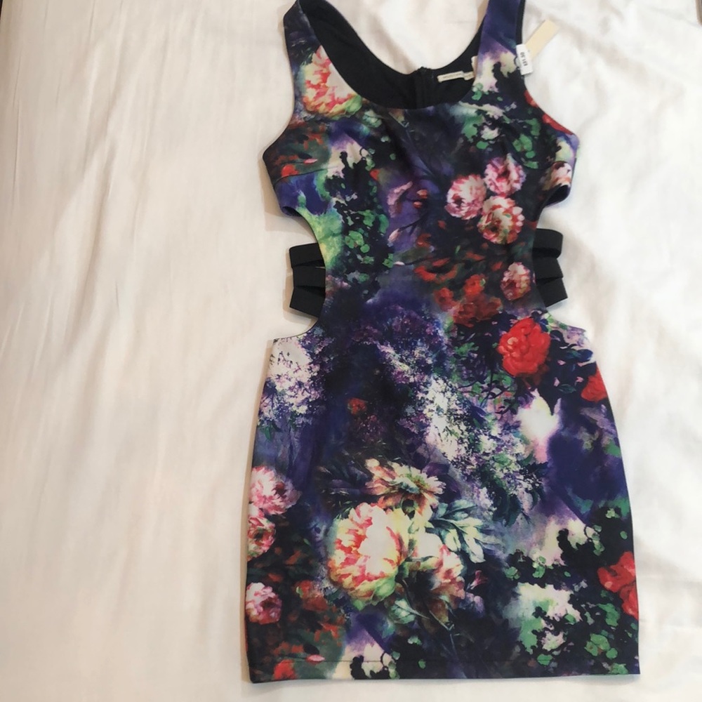 Sexy floral cut out dress